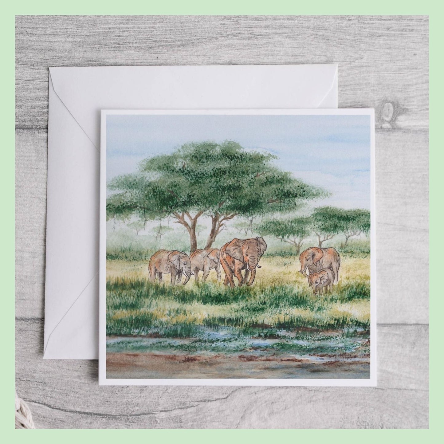 Elephants in the Bush Art Card