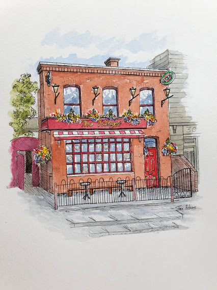 Dublin pub, The Villager painted by Jan Adams House Portrait Artist
