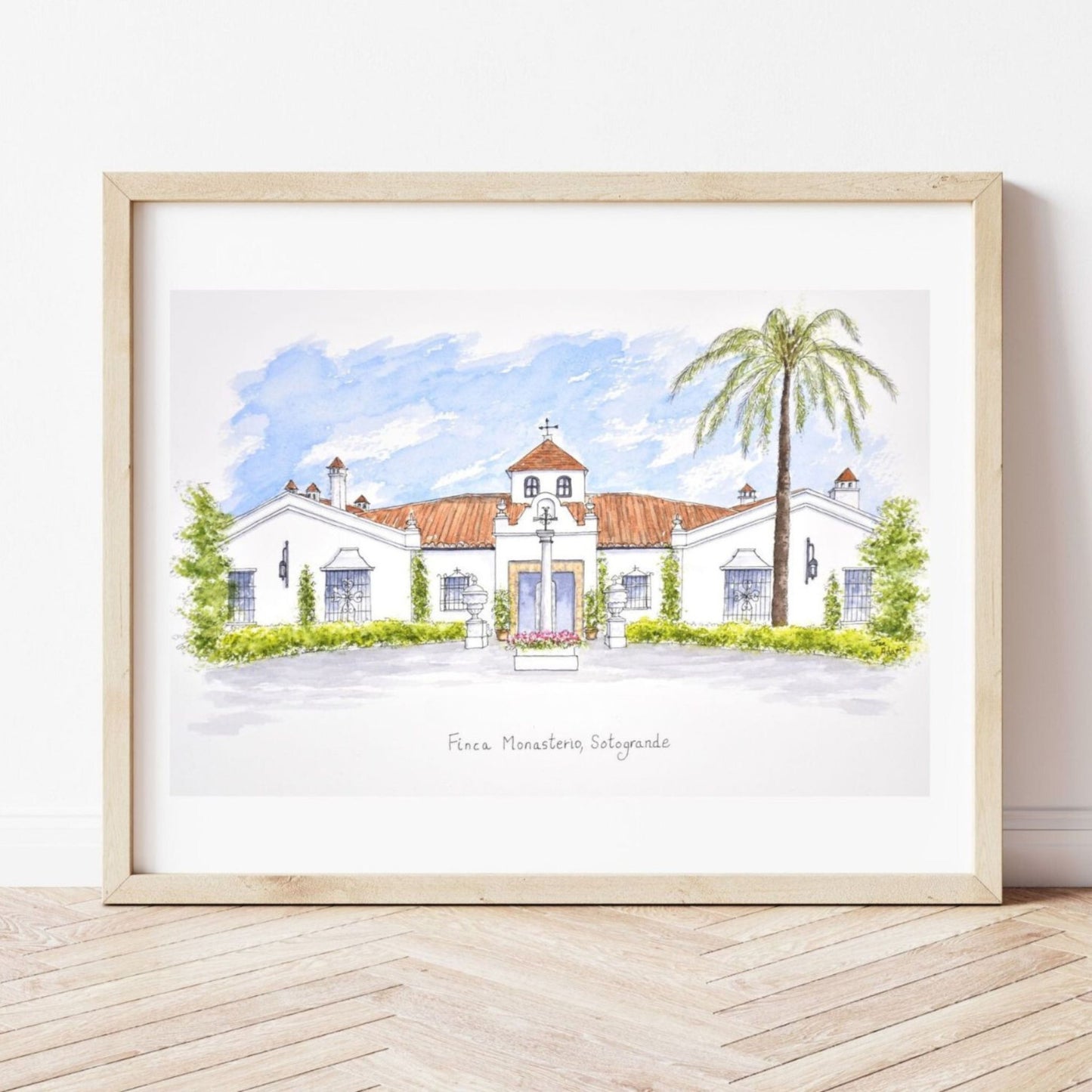 Finca Monasterio watercolour house portrait
