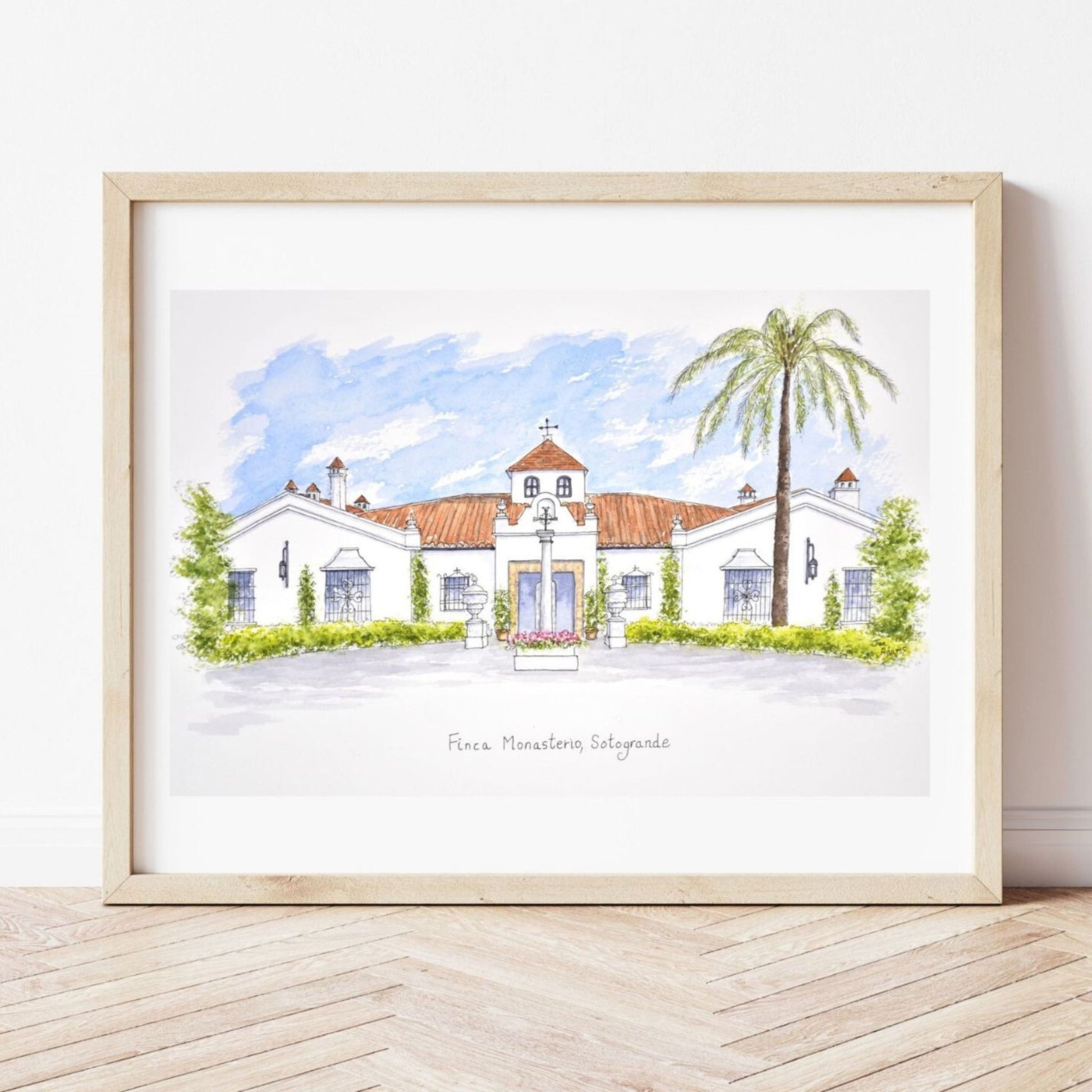 Finca Monasterio watercolour house portrait