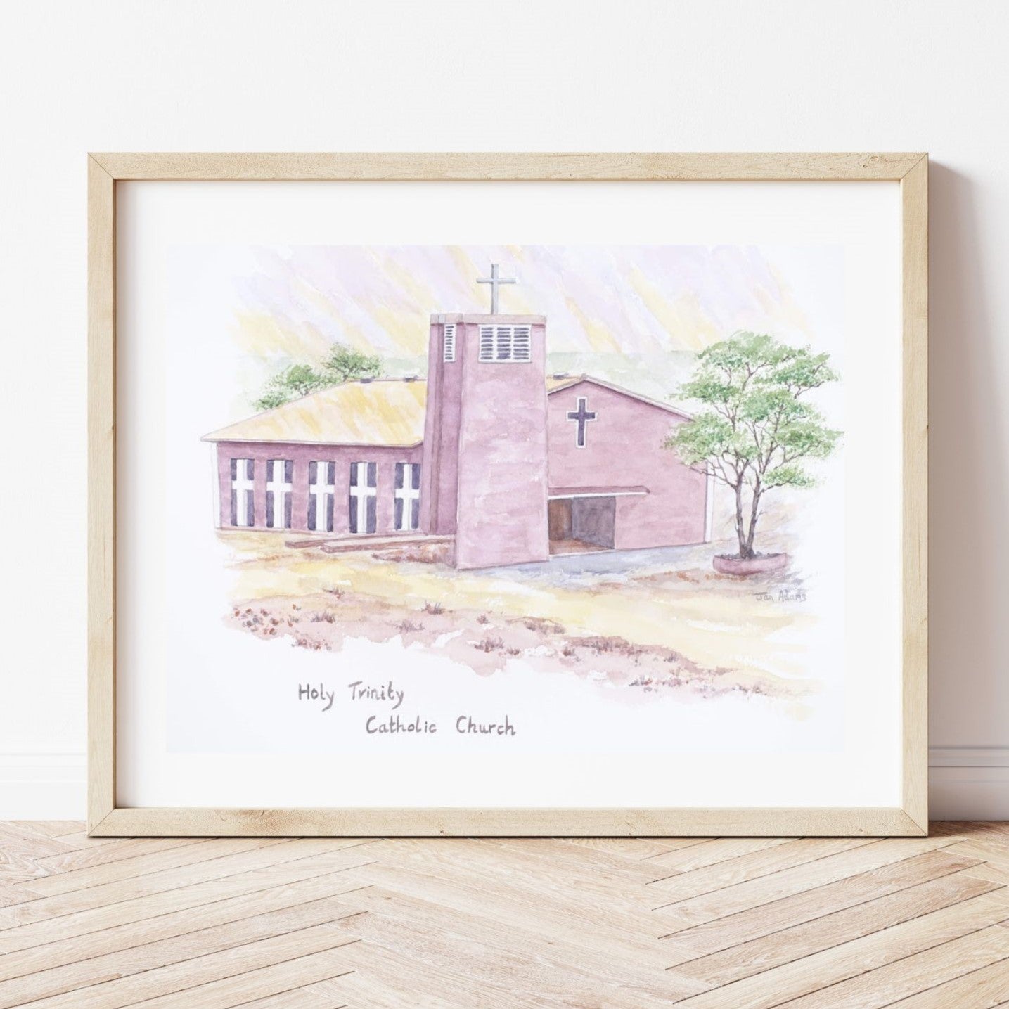 Holy Trinity Catholic Church with acacia tree