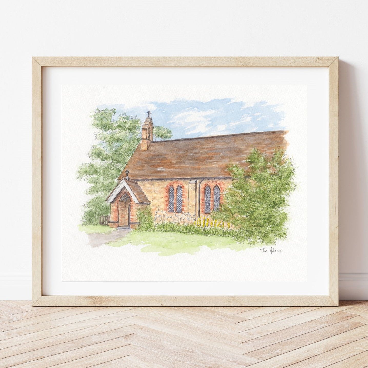 Wedding venue portrait in watercolour