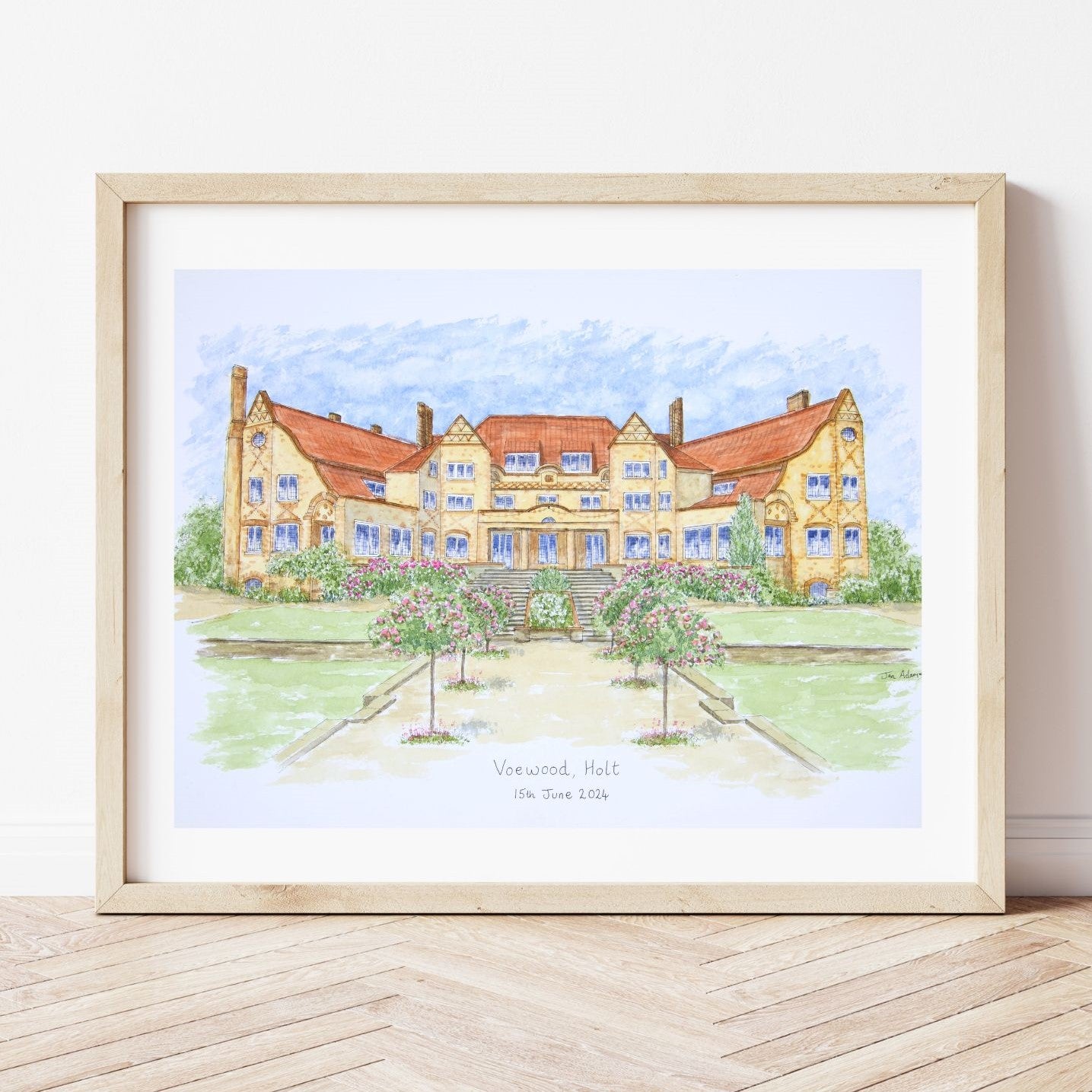 Watercolour painting large wedding venue