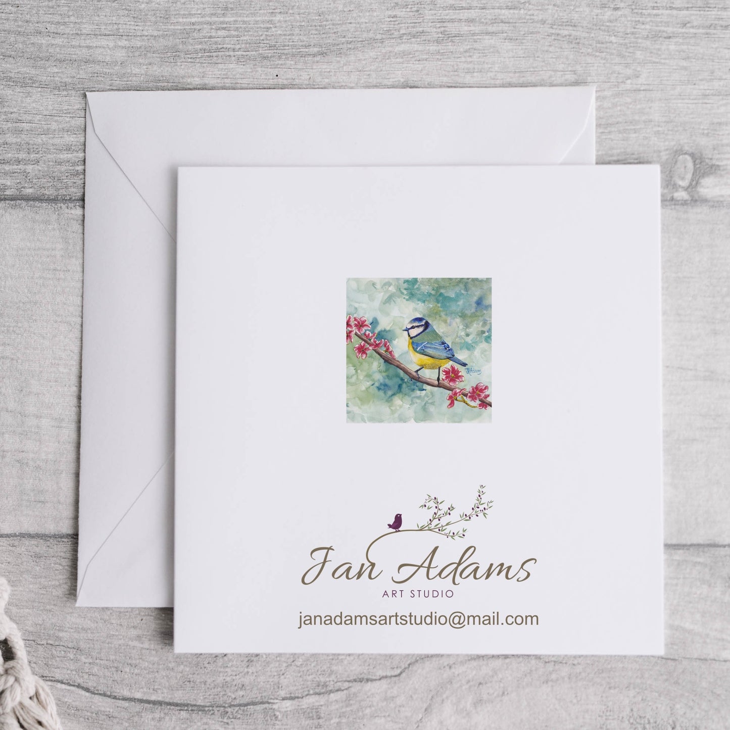 Blue tit and Blossom Art Card