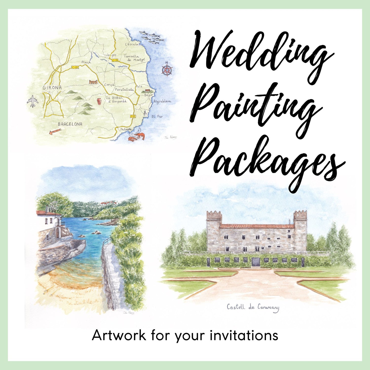 Wedding venue paintings for invitations