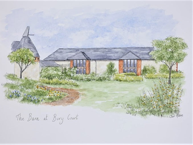 The Barn at Bury Court, wedding venue house portrait